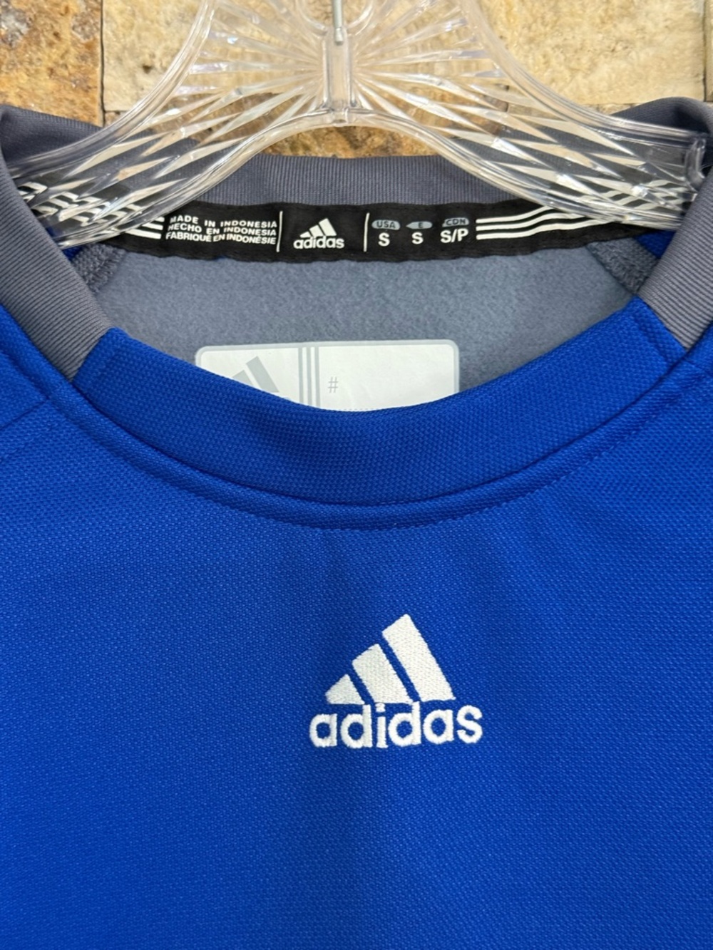 adidas Royal Blue Crewneck Top with Gray Trim
